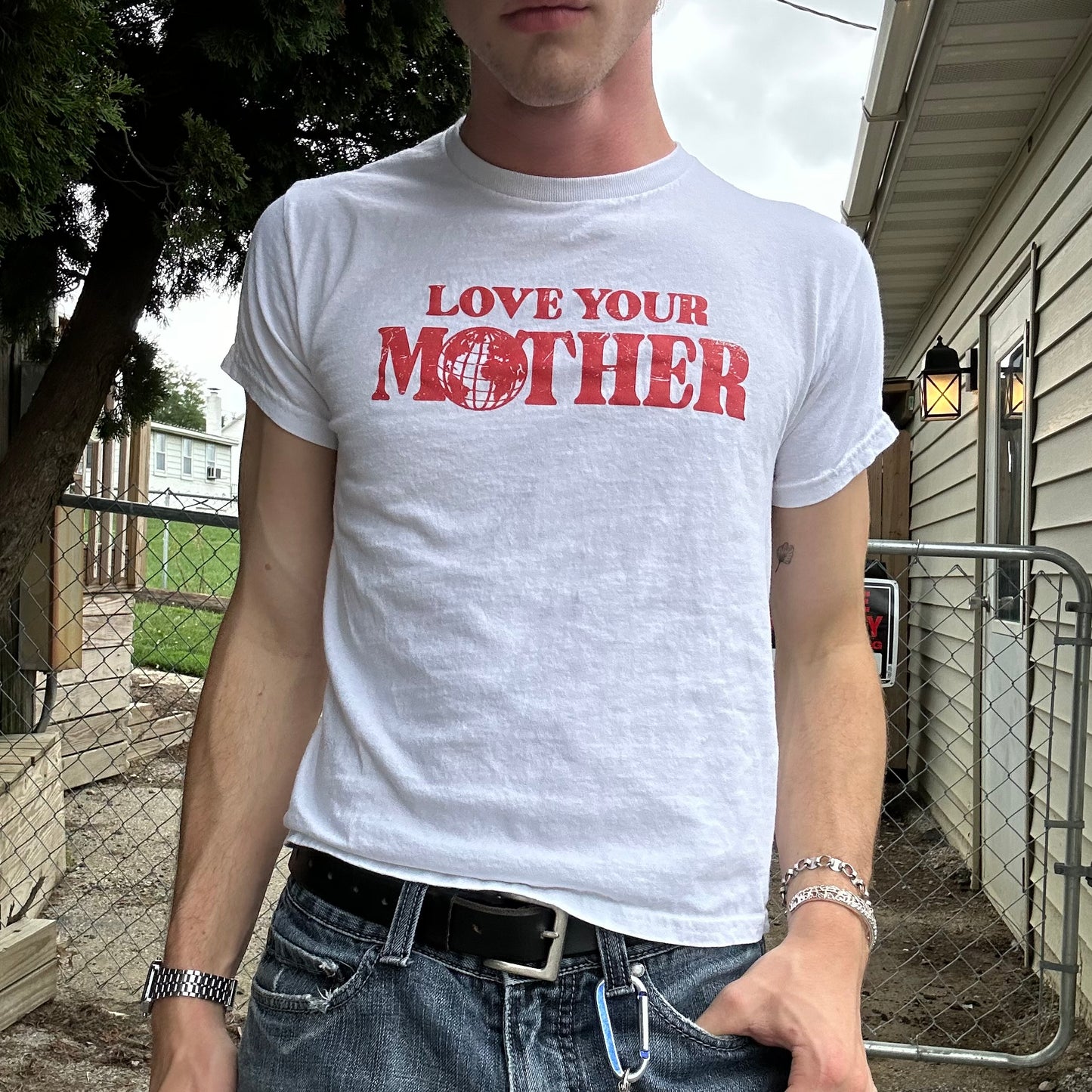 Red Love Your Mother Baby Tee